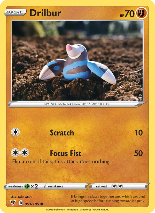 Drilbur Reverse Holo 091/185 Vivid Voltage Pokémon Card