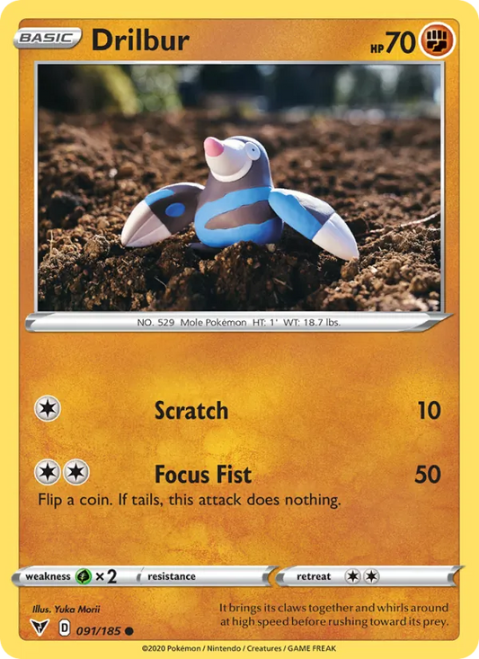 Drilbur Reverse Holo 091/185 Vivid Voltage Pokémon Card