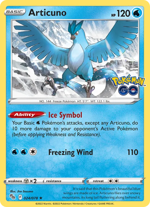 Articuno Reverse Holo 024/78 Pokémon GO Pokémon Card