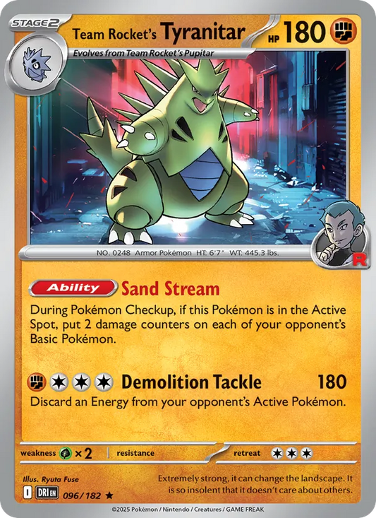 Team Rocket's Tyranitar Normal 096/182 Destined Rivals Pokémon Card