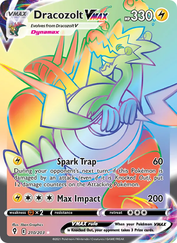 Dracozolt VMAX Holo 210/203 Evolving Skies Pokémon Card