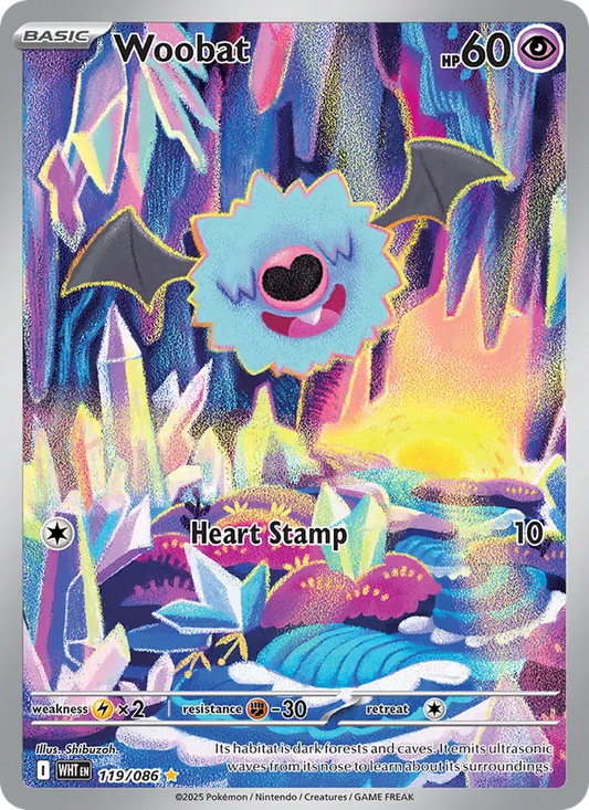 Woobat Holo 119/86 White Flare Pokémon Card