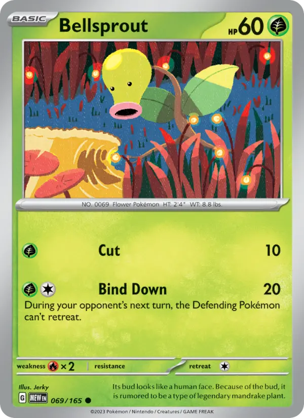 Bellsprout Reverse Holo 069/165 151 Pokémon Card