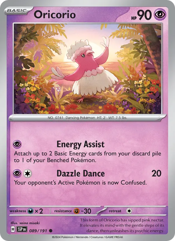 Oricorio Reverse Holo 089/191 Surging Sparks Pokémon Card