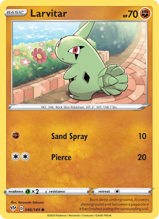 Larvitar Normal 086/189 Darkness Ablaze Pokémon Card