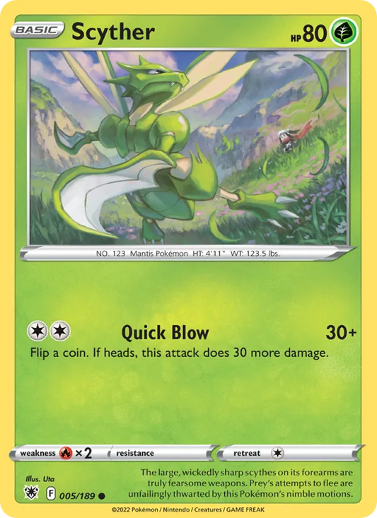 Scyther Reverse Holo 005/189 Astral Radiance Pokémon Card