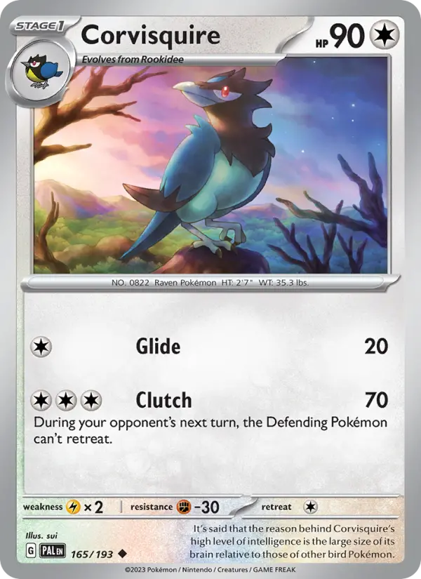 Corvisquire Non-Foil 165/193 Paldea Evolved Pokémon Card