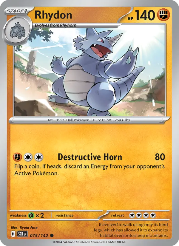 Rhydon Reverse Holo 075/142 Stellar Crown Pokémon Card