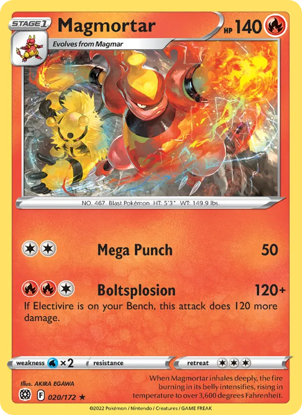 Magmortar Reverse Holo 020/172 Brilliant Stars Pokémon Card
