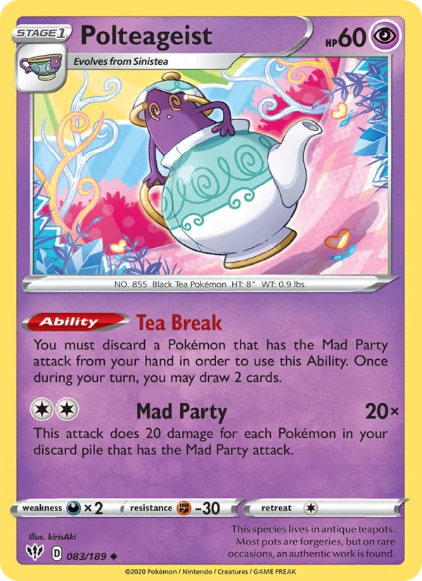 Polteageist Reverse Holo 083/189 Darkness Ablaze Pokémon Card