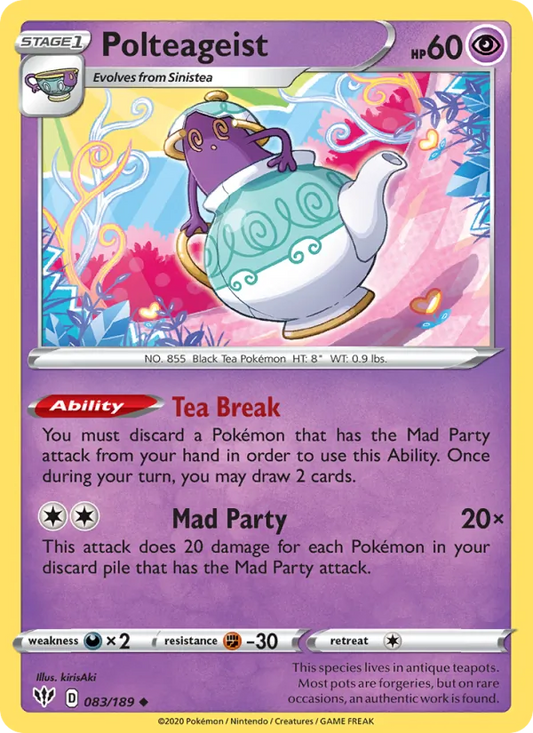 Polteageist Reverse Holo 083/189 Darkness Ablaze Pokémon Card