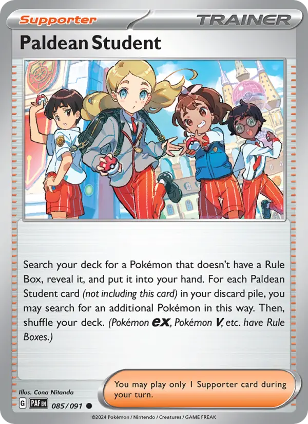 Paldean Student Reverse Holo 085/91 Paldean Fates Pokémon Card
