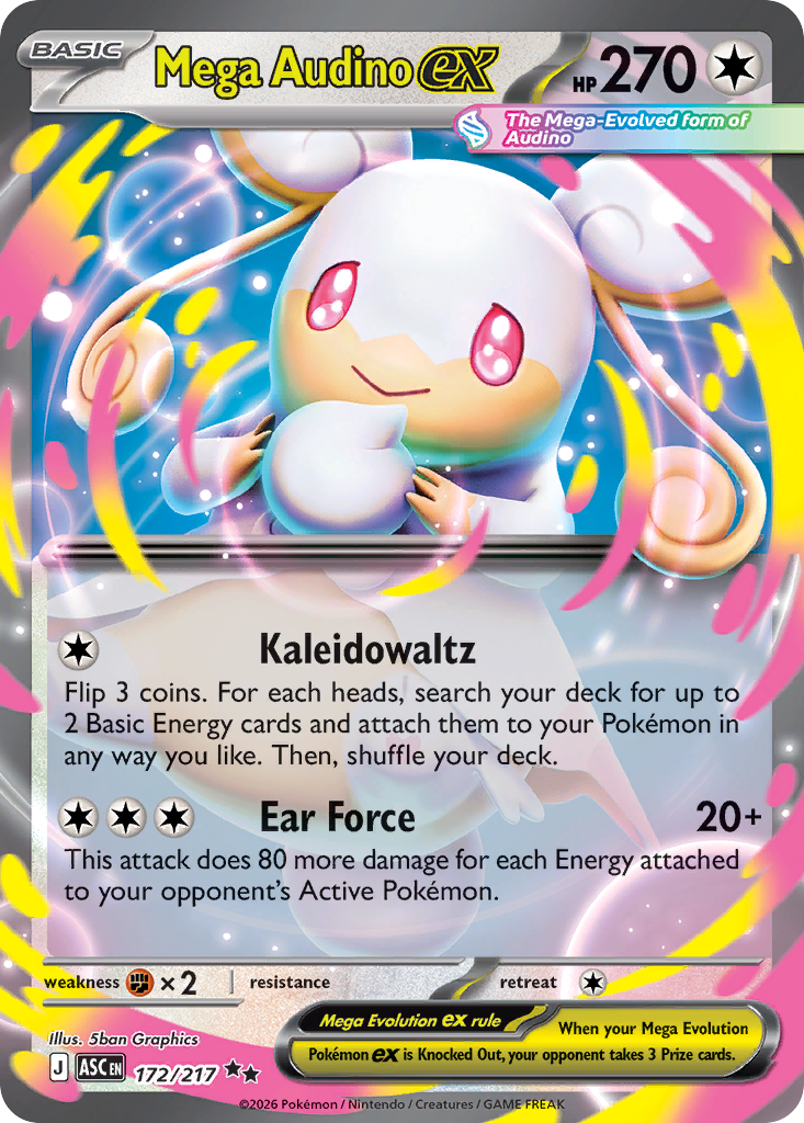 Mega Audino ex Holofoil 172/217 Ascended Heroes Pokémon Card