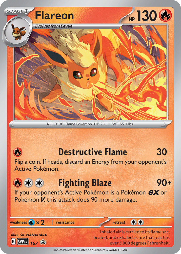 Flareon Holofoil 167/225 SVP Black Star Promos Pokémon Card