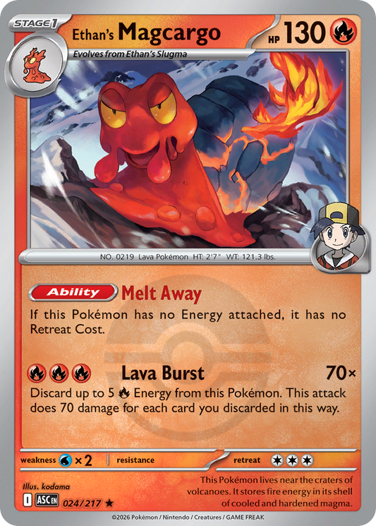 Ethan's Magcargo Reverse 024/217 Ascended Heroes Pokémon Card