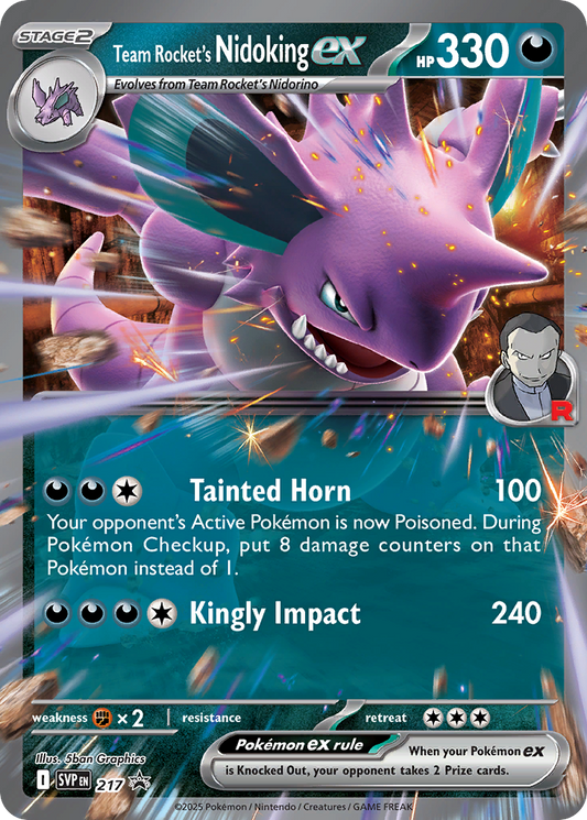 Team Rocket's Nidoking ex Holo 217/225 SVP Black Star Promos Pokémon Card