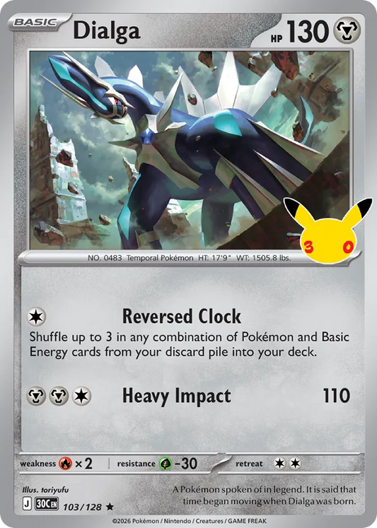 Dialga Non-Holo 103/128 30th Celebration Pokémon Card