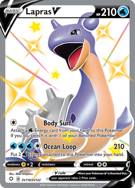 Lapras V Holo 110/122 Shining Fates Shiny Vault Pokémon Card
