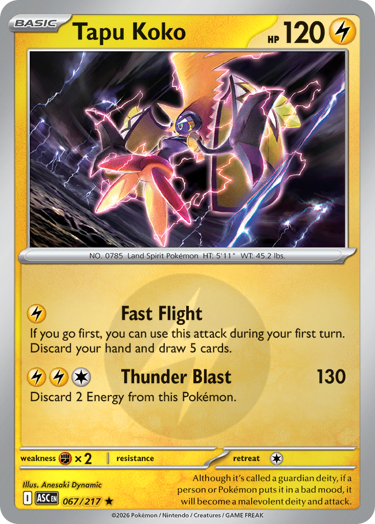Tapu Koko Reverse 067/217 Ascended Heroes Pokémon Card