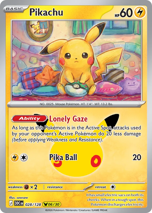 Pikachu Holofoil 028/128 30th Celebration Pokémon Card