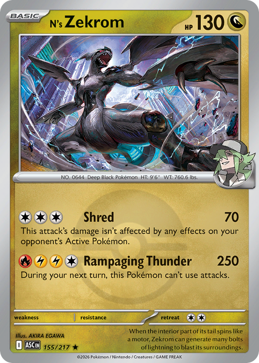 N's Zekrom Reverse 155/217 Ascended Heroes Pokémon Card