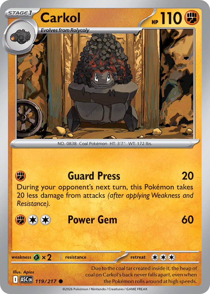 Carkol Non-Holo 119/217 Ascended Heroes Pokémon Card