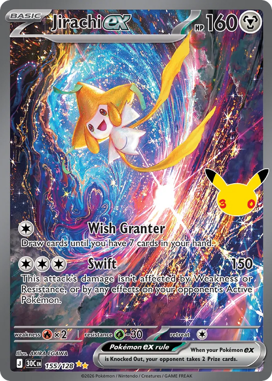 Jirachi ex Holofoil 155/128 30th Celebration Pokémon Card