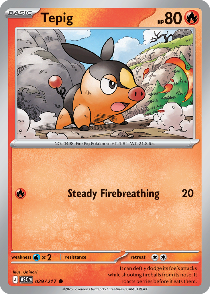 Tepig Non-Holo 029/217 Ascended Heroes Pokémon Card