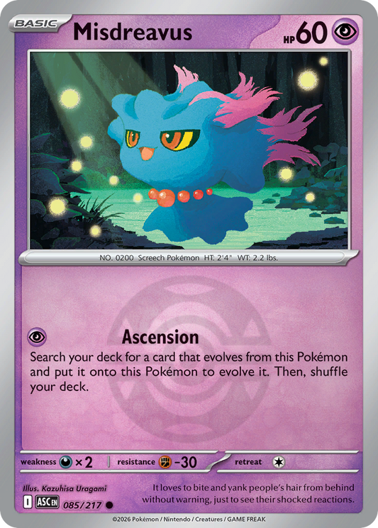 Misdreavus Reverse 085/217 Ascended Heroes Pokémon Card