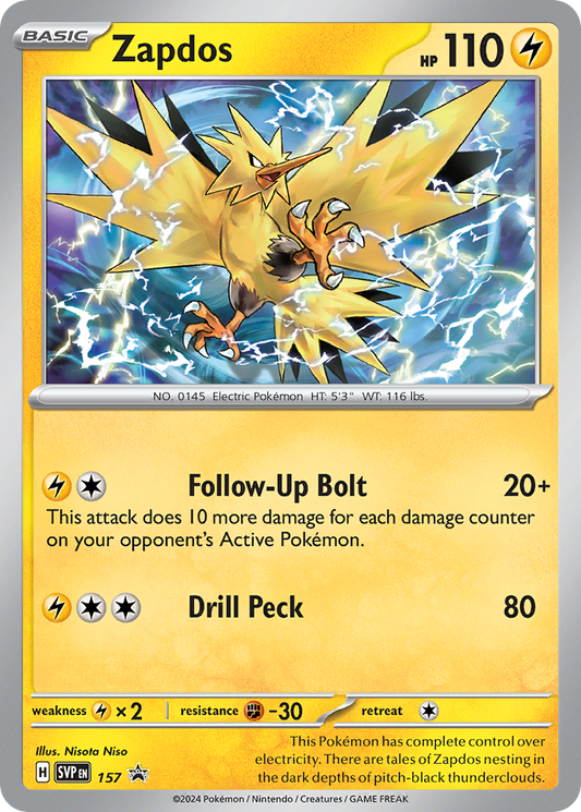 Zapdos Holo 157/225 SVP Black Star Promos Pokémon Card