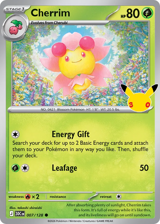 Cherrim Non-Holo 007/128 30th Celebration Pokémon Card