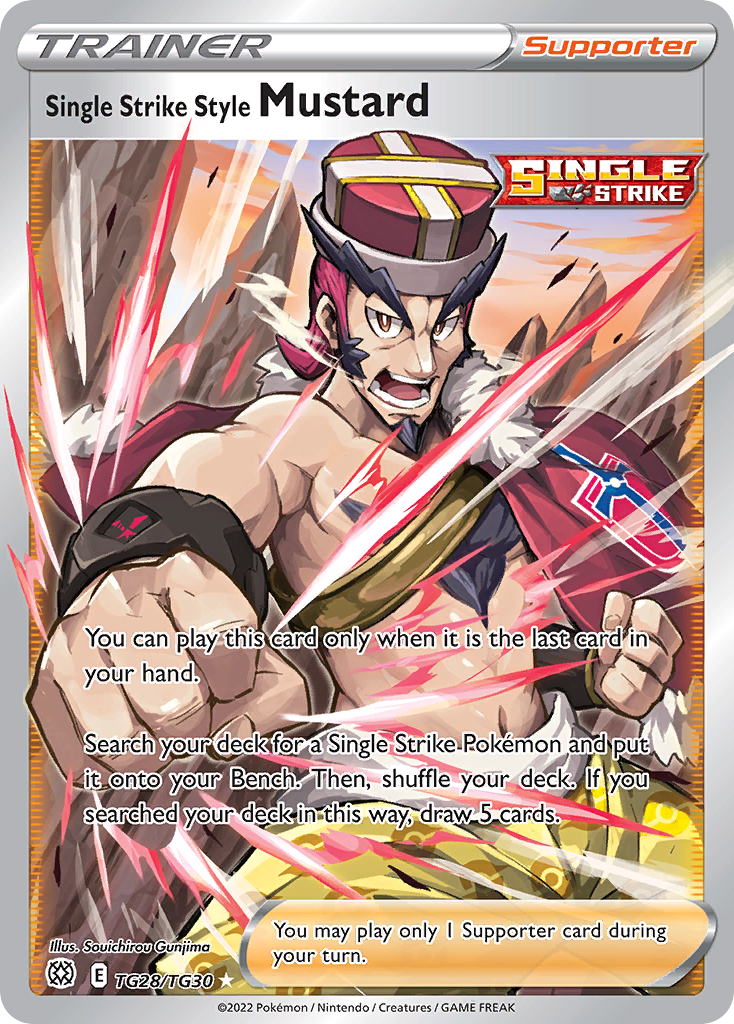 Single Strike Style Mustard Holo 028/30 Brilliant Stars Trainer Gallery Pokémon Card