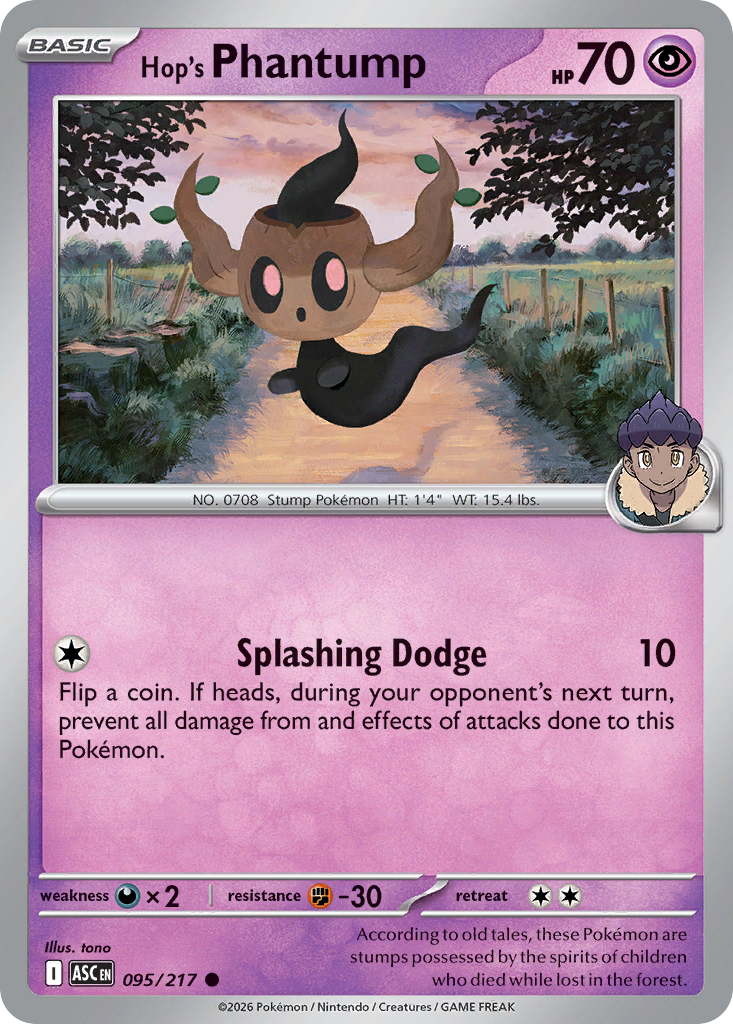 Hop's Phantump Non-Holo 095/217 Ascended Heroes Pokémon Card