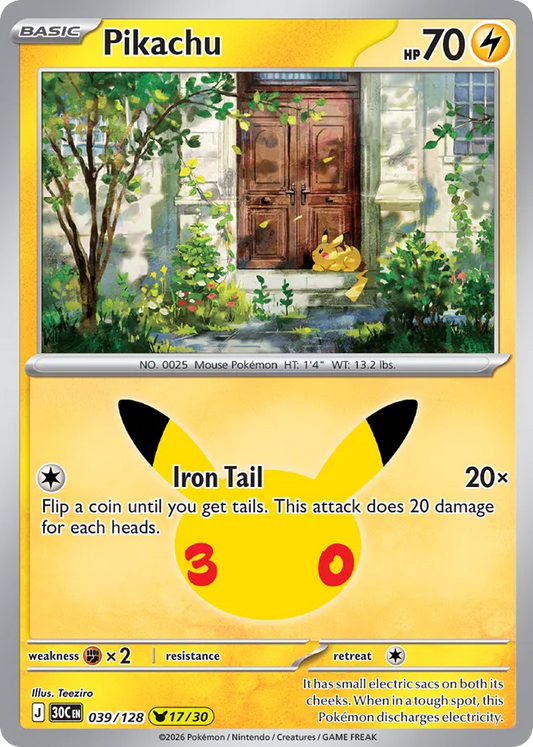 Pikachu Holofoil 039/128 30th Celebration Pokémon Card