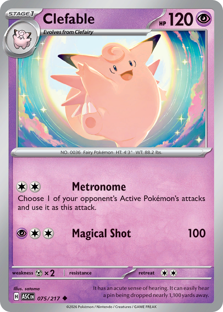 Clefable Non-Holo 075/217 Ascended Heroes Pokémon Card