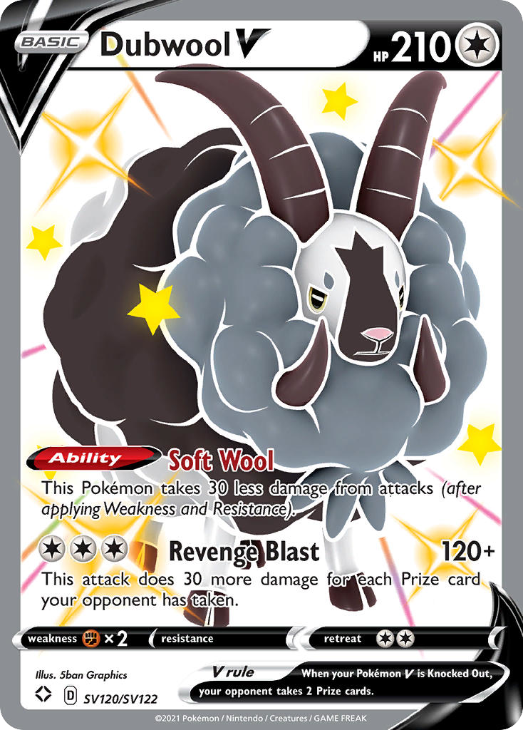 Dubwool V Holo 120/122 Shining Fates Shiny Vault Pokémon Card