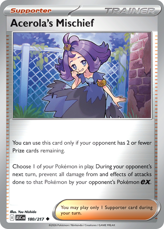 Acerola's Mischief Reverse 180/217 Ascended Heroes Pokémon Card