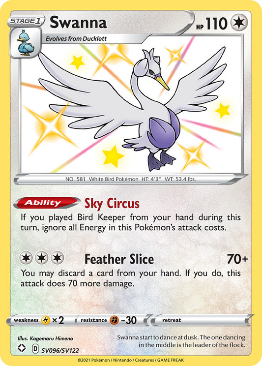 Swanna Holo 096/122 Shining Fates Shiny Vault Pokémon Card