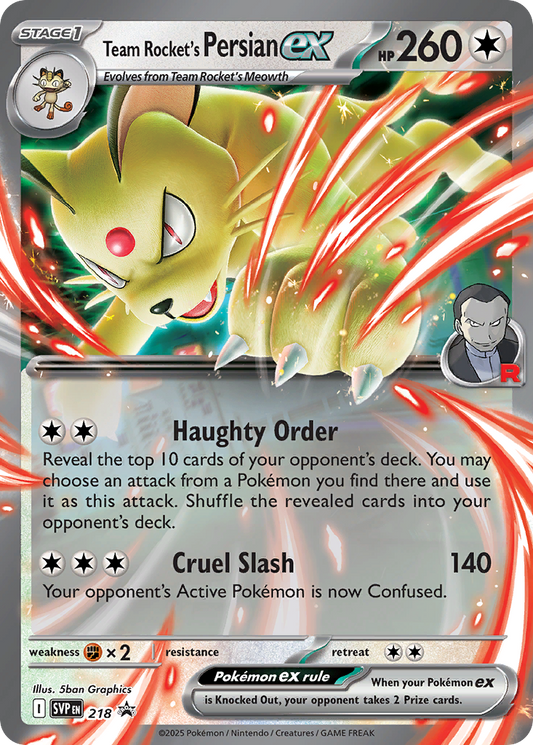 Team Rocket's Persian ex Holo 218/225 SVP Black Star Promos Pokémon Card