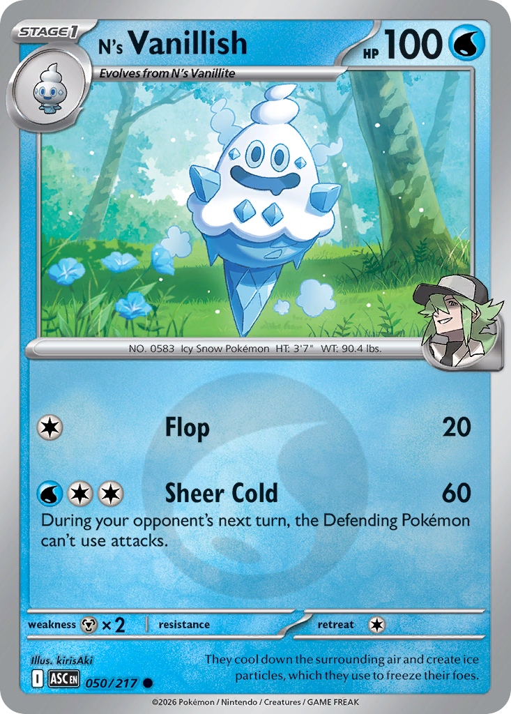 N's Vanillish Reverse 050/217 Ascended Heroes Pokémon Card