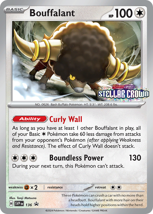 Bouffalant Holo 136/225 SVP Black Star Promos Pokémon Card