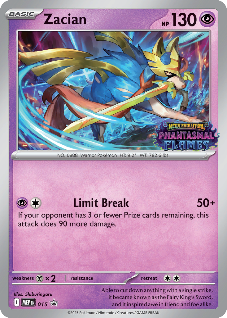 Zacian Holo 015/0 MEP Black Star Promos Pokémon Card