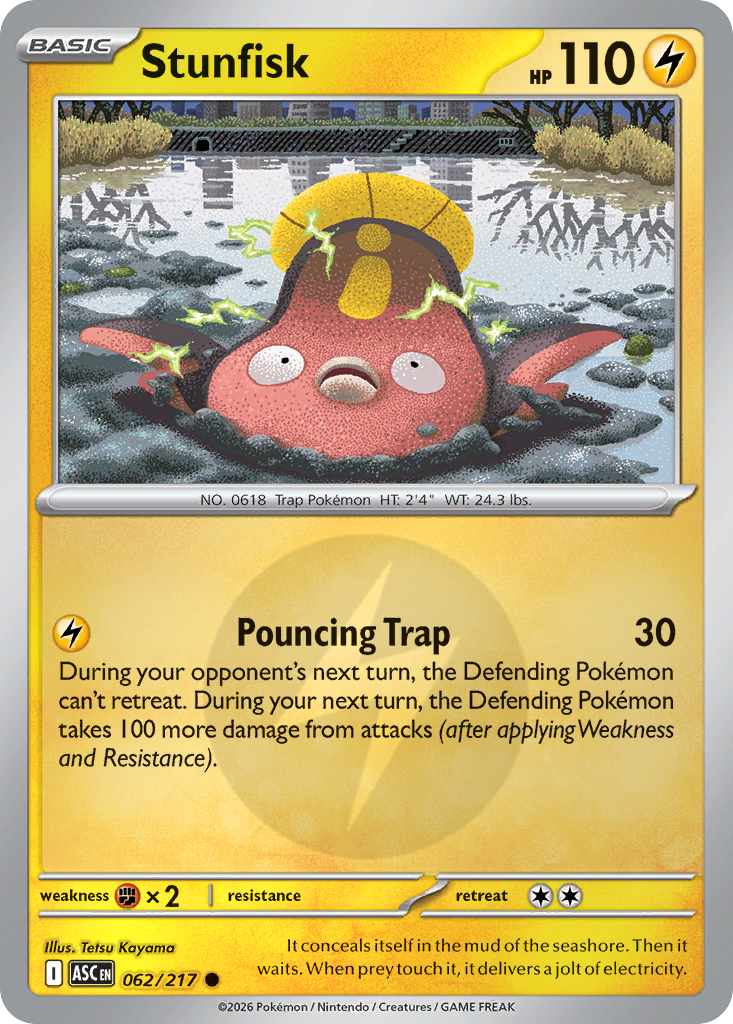 Stunfisk Reverse 062/217 Ascended Heroes Pokémon Card