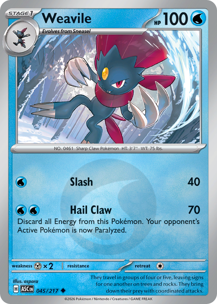 Weavile Reverse 045/217 Ascended Heroes Pokémon Card