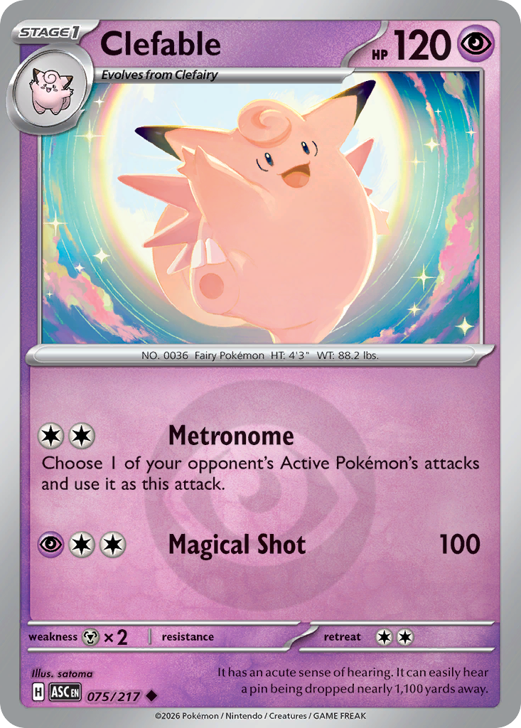 Clefable Reverse 075/217 Ascended Heroes Pokémon Card