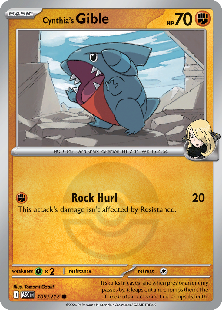 Cynthia's Gible Reverse 109/217 Ascended Heroes Pokémon Card