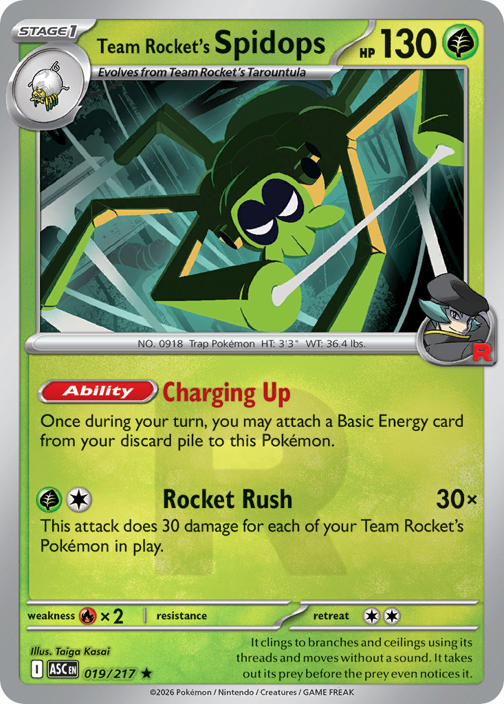 Team Rocket's Spidops Reverse 019/217 Ascended Heroes Pokémon Card