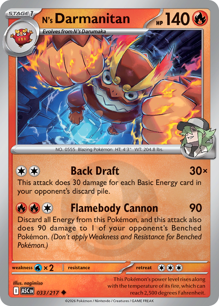 N's Darmanitan Reverse 033/217 Ascended Heroes Pokémon Card