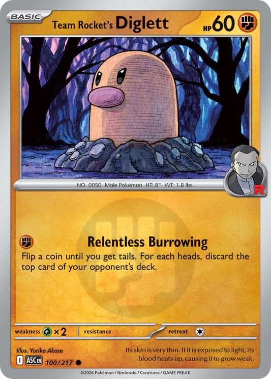 Team Rocket's Diglett Reverse 100/217 Ascended Heroes Pokémon Card