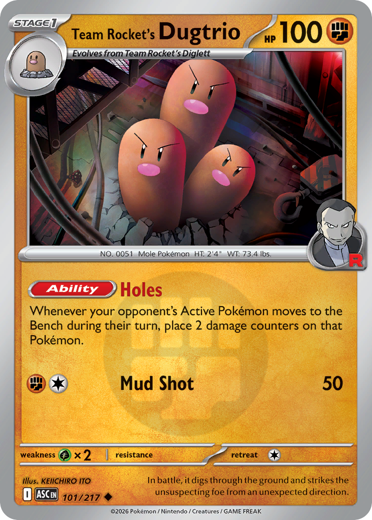 Team Rocket's Dugtrio Reverse 101/217 Ascended Heroes Pokémon Card